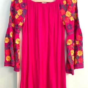 Hot Pink Embroidered Dress
